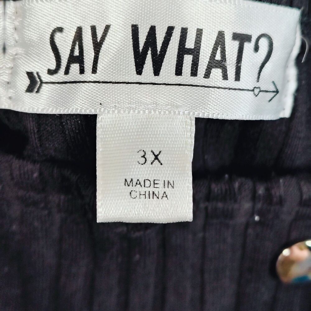 Say What? Women’s Black Ribbed Bodycon Dress Size 3X Button Front Midi Stretch P - Picture 3 of 6